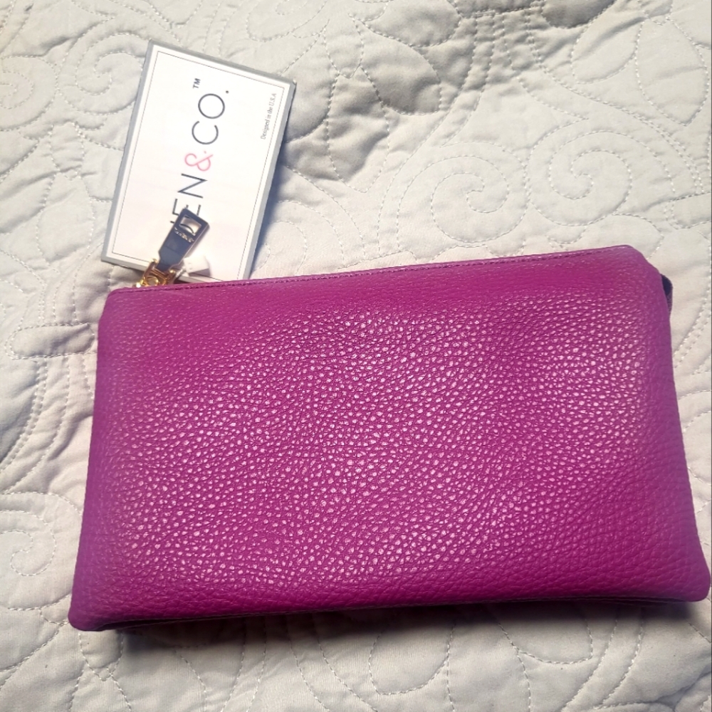 Vegan Leather Pouch Clutch with strap